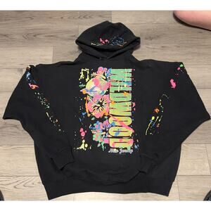 Jerzees Black Wildwood NJ Paint Splattered Sweatshirt Hoodie Size XL